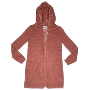 Pink Republic Terra Clay/Pink Open Knit Hooded Cardigan XL